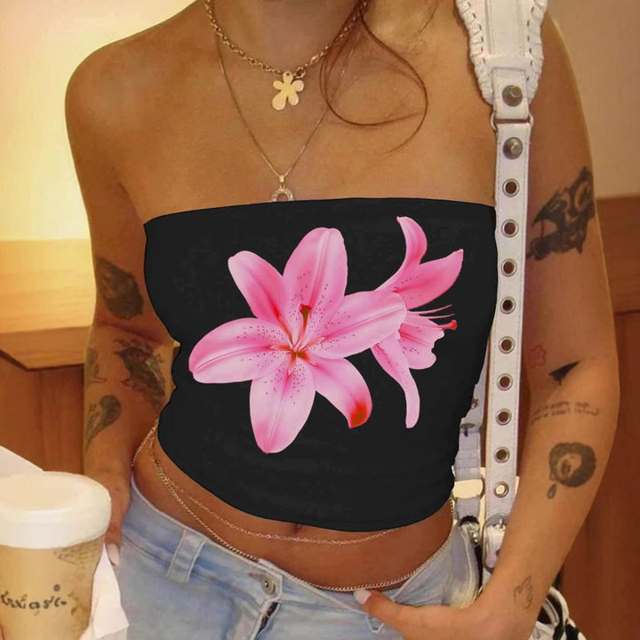Dame bandeau-top med blommönster Mirla-Eva Jonsson