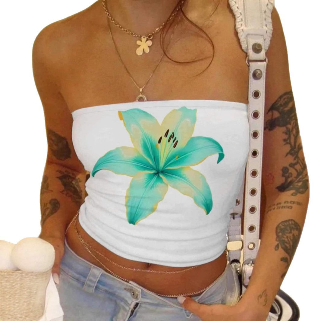 Dame bandeau-top med blommönster Mirla-Eva Jonsson