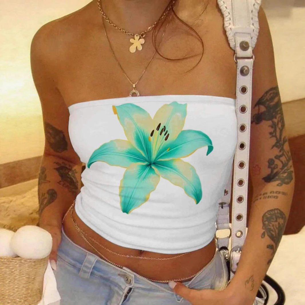 Dame bandeau-top med blommönster Mirla-Eva Jonsson