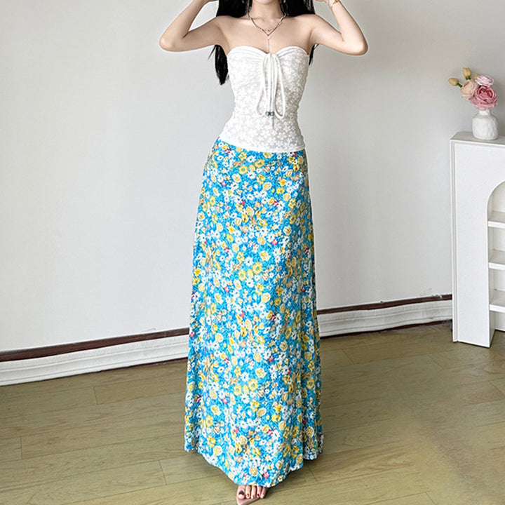Dame bandeau-top med blommönster och flätad detalj Mirla-Eva Jonsson