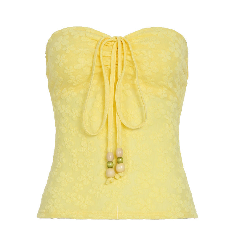 Dame bandeau-top med blommönster och flätad detalj Mirla-Eva Jonsson