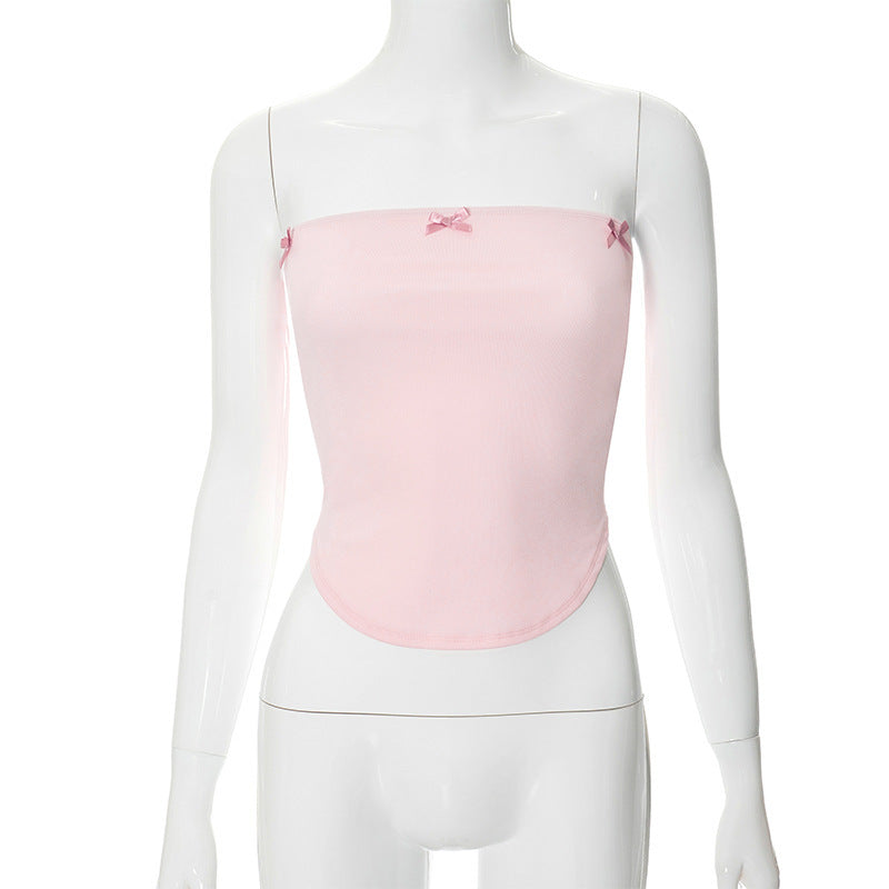 Dame bandeau-top med lekfulla rosettdetaljer Mirla-Eva Jonsson