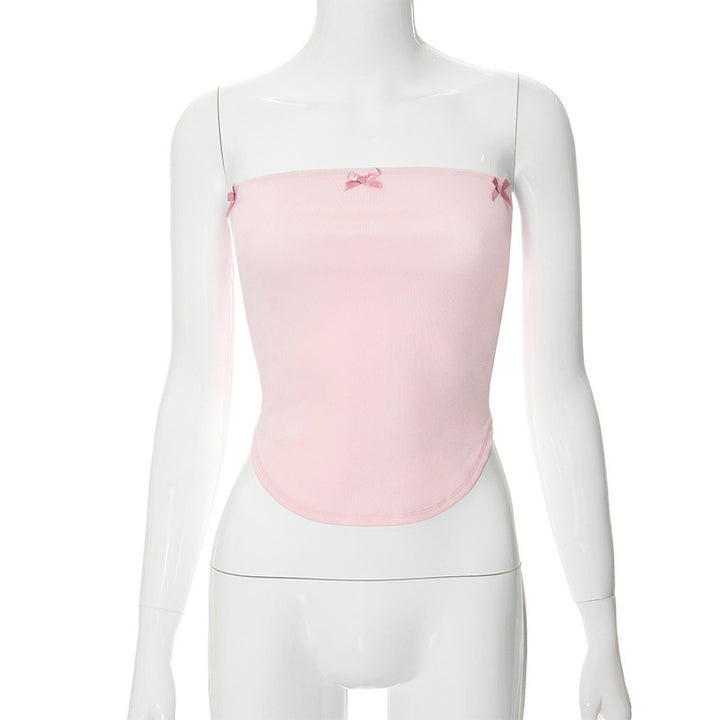Dame bandeau-top med lekfulla rosettdetaljer Mirla-Eva Jonsson