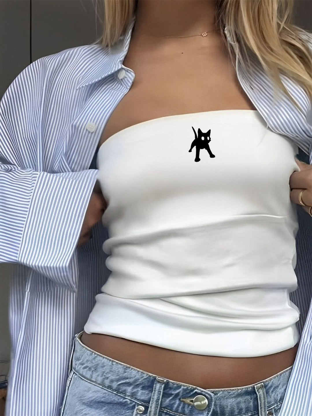 Dame bandeau-top med sportig Frankrike-design Mirla-Eva Jonsson