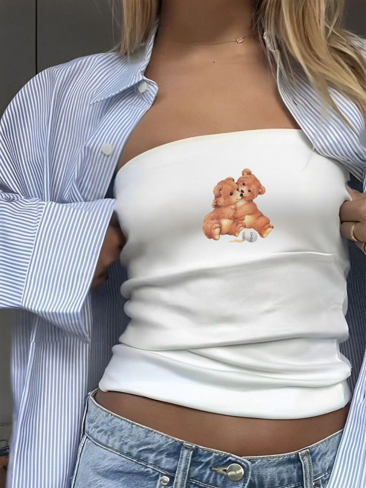 Dame bandeau-top med sportig Frankrike-design Mirla-Eva Jonsson