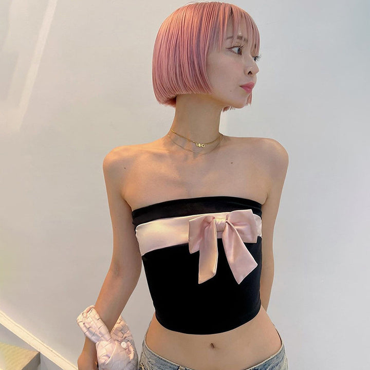 Dame bandeau topp med elegant knytning Mirla-Eva Jonsson