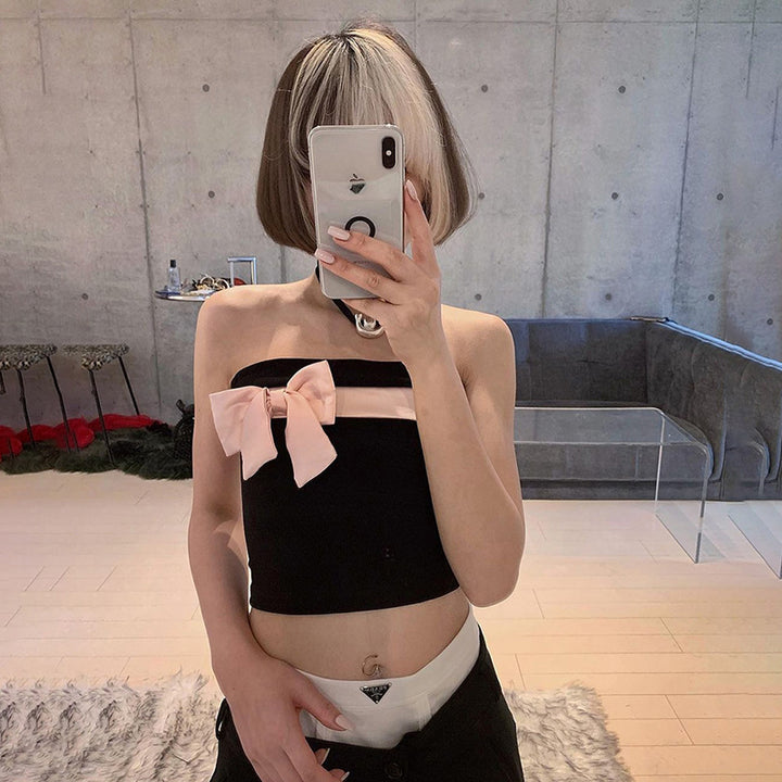 Dame bandeau topp med elegant knytning Mirla-Eva Jonsson