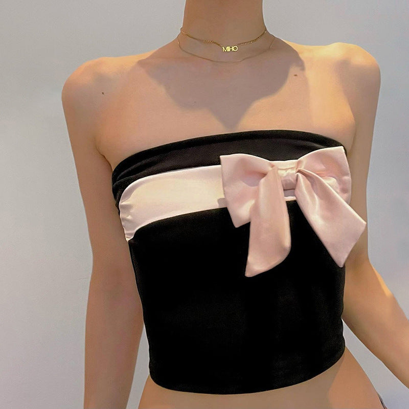 Dame bandeau topp med elegant knytning Mirla-Eva Jonsson