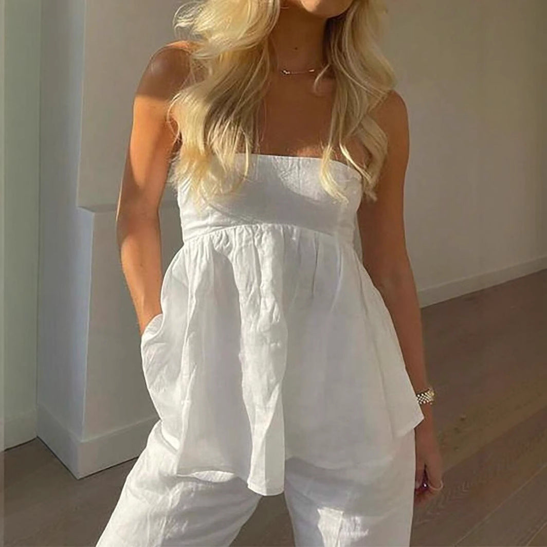 Dame bandeau topp med löst snitt och elastisk fåll Eva Jonsson-Eva Jonsson