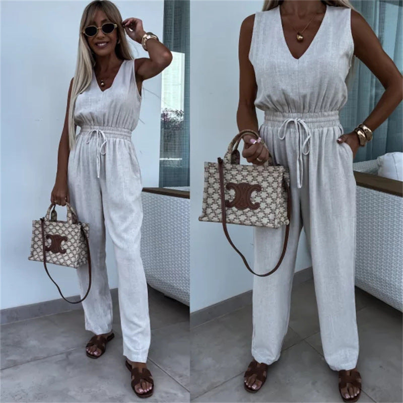 Dame bekväm jumpsuit med elastisk midjeresår Mirla-Eva Jonsson