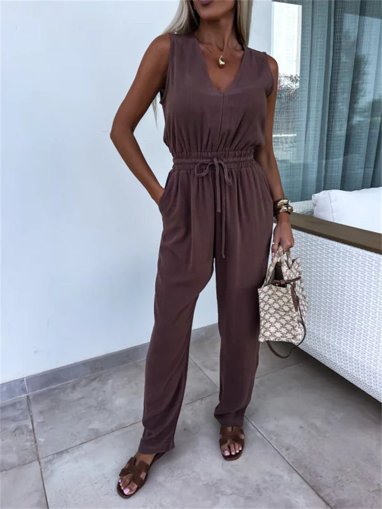 Dame bekväm jumpsuit med elastisk midjeresår Mirla-Eva Jonsson