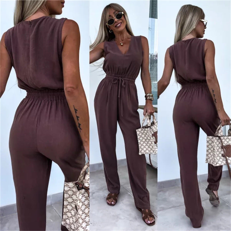Dame bekväm jumpsuit med elastisk midjeresår Mirla-Eva Jonsson