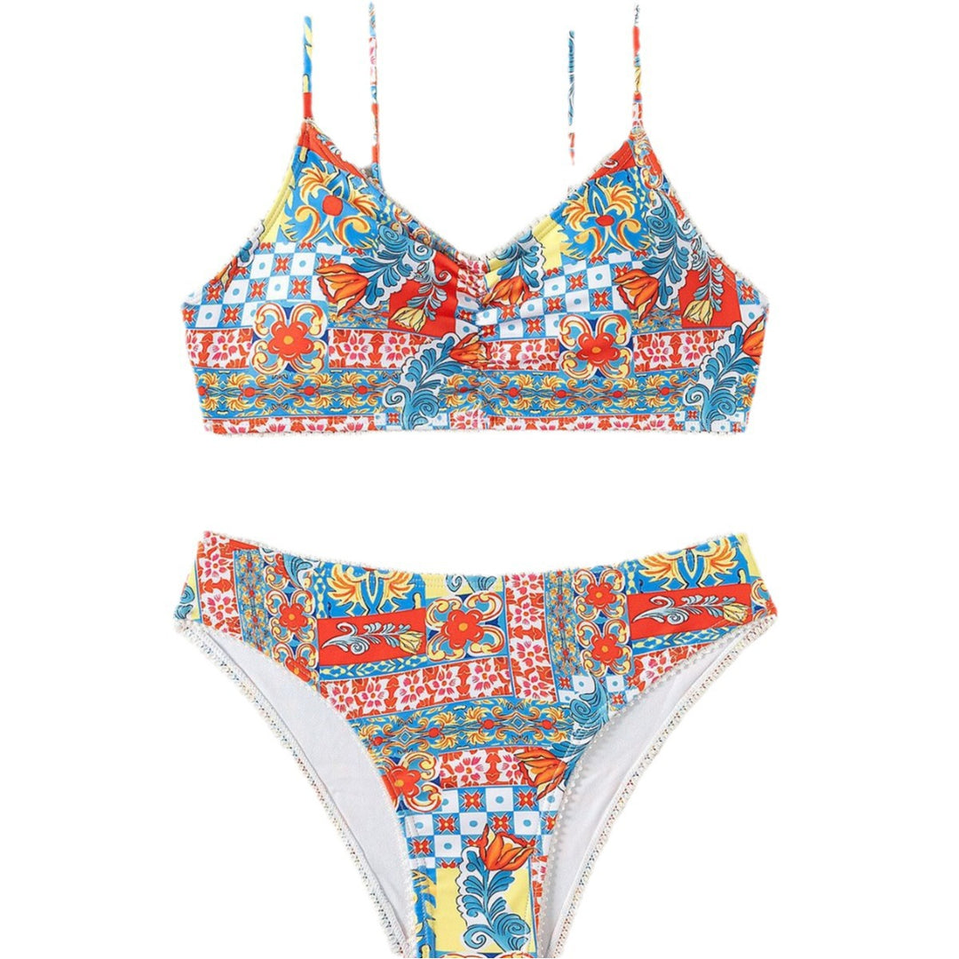 Dame bikini med färgglad patchwork-mönster och hög midja Mirla-Eva Jonsson