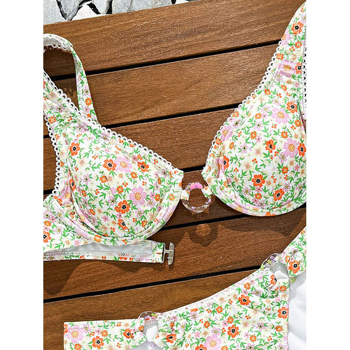 Dame bikini-set med blommönster och justerbara axelband Mirla-Eva Jonsson