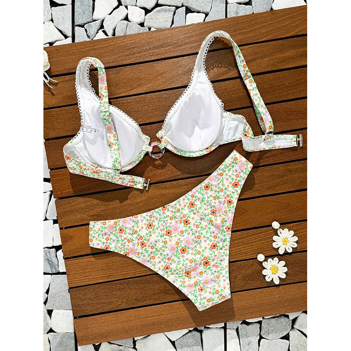 Dame bikini-set med blommönster och justerbara axelband Mirla-Eva Jonsson