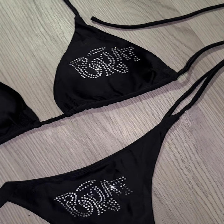 Dame bikini-set med glittrande tryck och justerbara axelband Mirla-Eva Jonsson