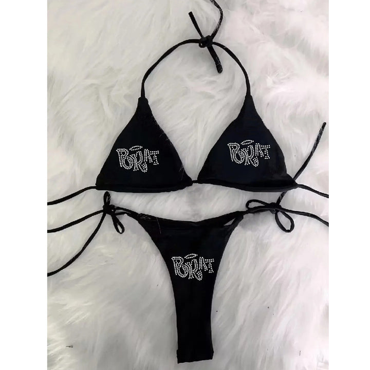 Dame bikini-set med glittrande tryck och justerbara axelband Mirla-Eva Jonsson
