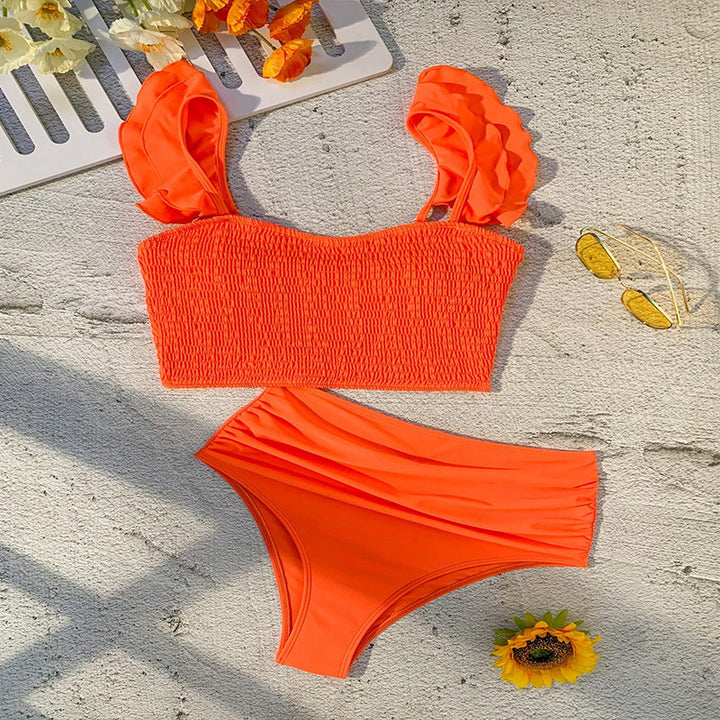 Dame bikini set med hög midja och eleganta volangdetaljer Mirla-Eva Jonsson