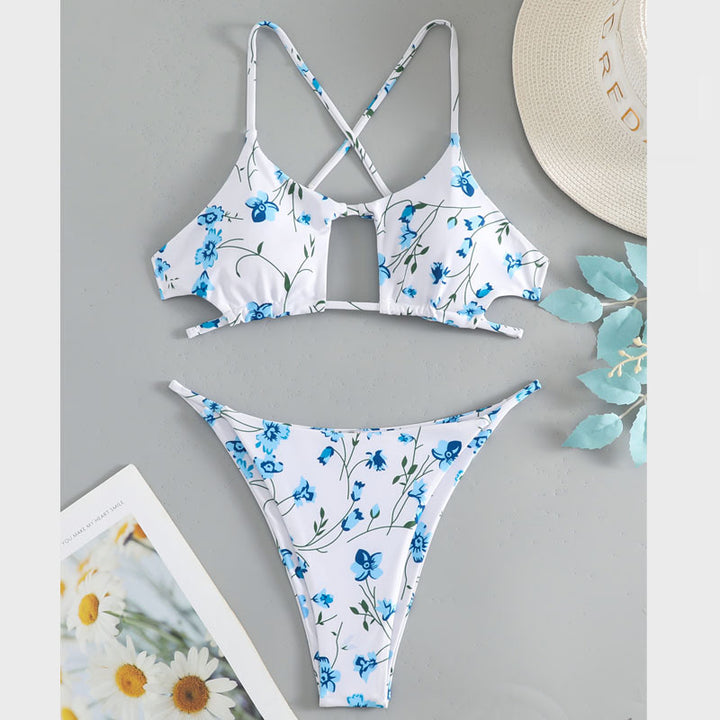 Dame bikini set med justerbara band och blommönstertryck Mirla-Eva Jonsson