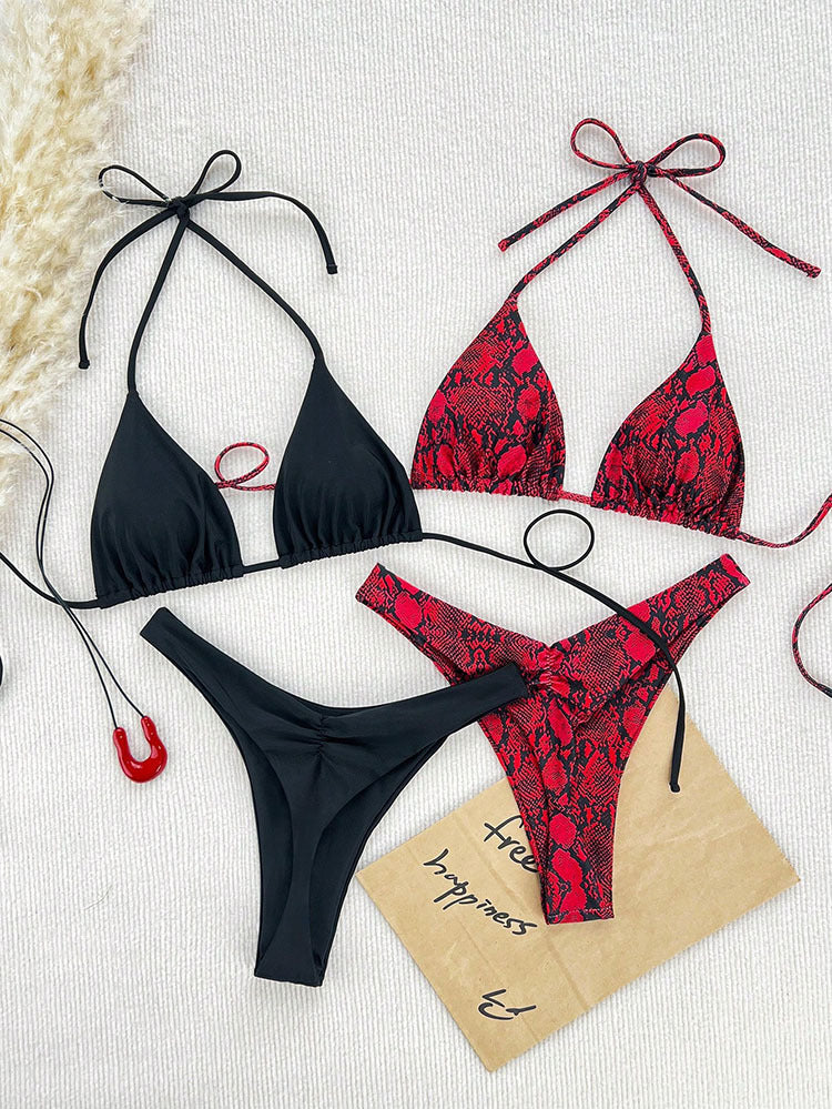 Dame bikini set med justerbara band och blomster- samt djurmönster Mirla-Eva Jonsson