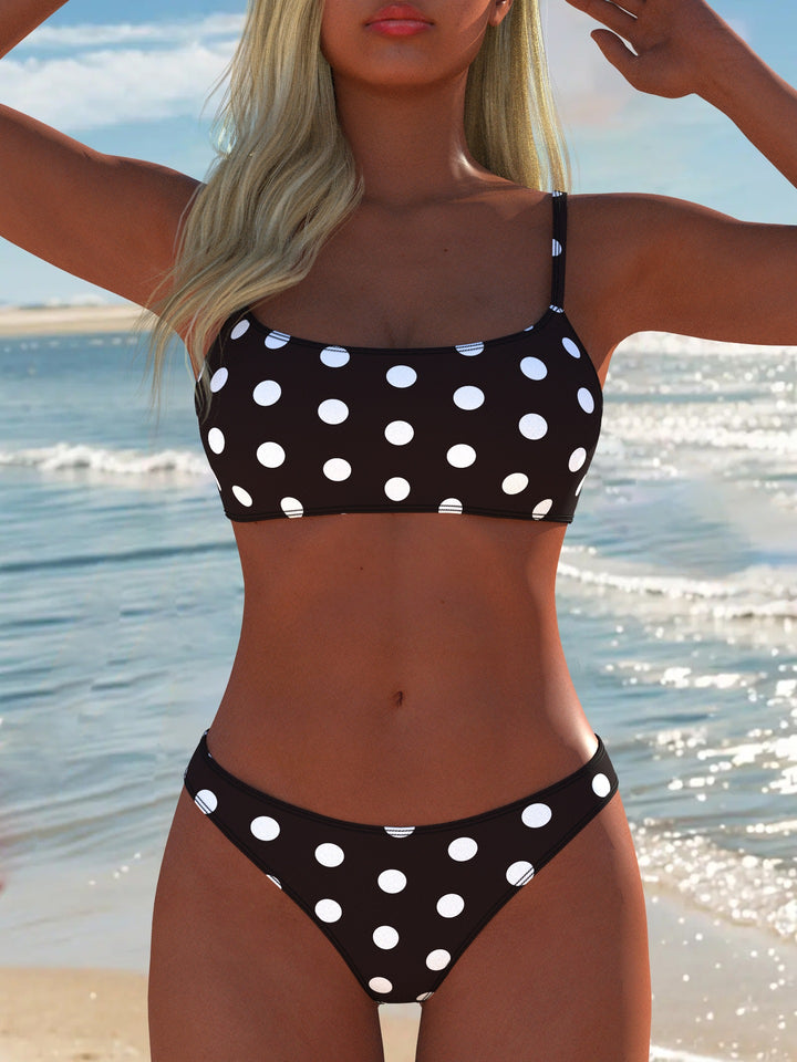 Dame bikini-set med moderiktig prickdesign och justerbara band Mirla-Eva Jonsson