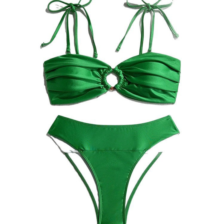 Dame bikini-set med rynkad överdel och modig ringdetalj Mirla-Eva Jonsson