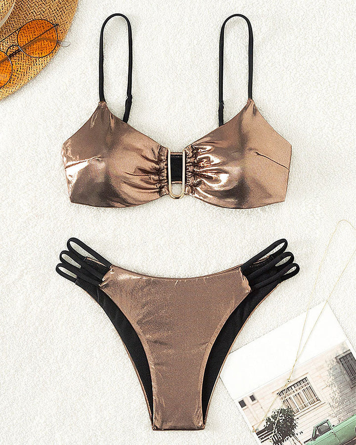Dame bikini-set med skimrande överdel och justerbar design Mirla-Eva Jonsson