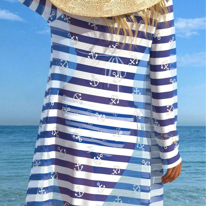 Dame bikini-set med vadderad bustier-overdel och elegant chiffon-cover-up Mirla-Eva Jonsson