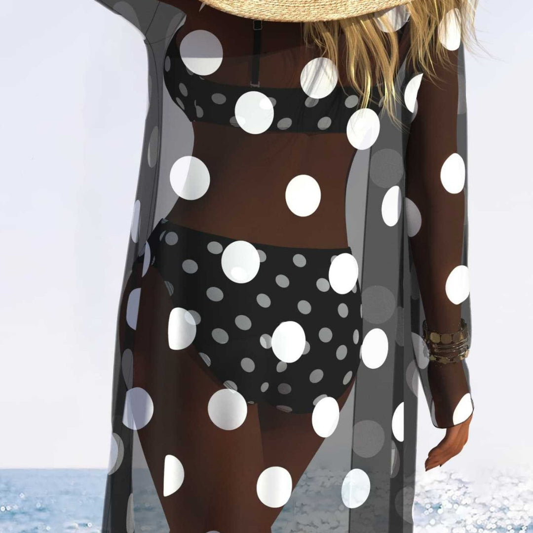 Dame bikini-set med vadderad bustier-overdel och elegant chiffon-cover-up Mirla-Eva Jonsson