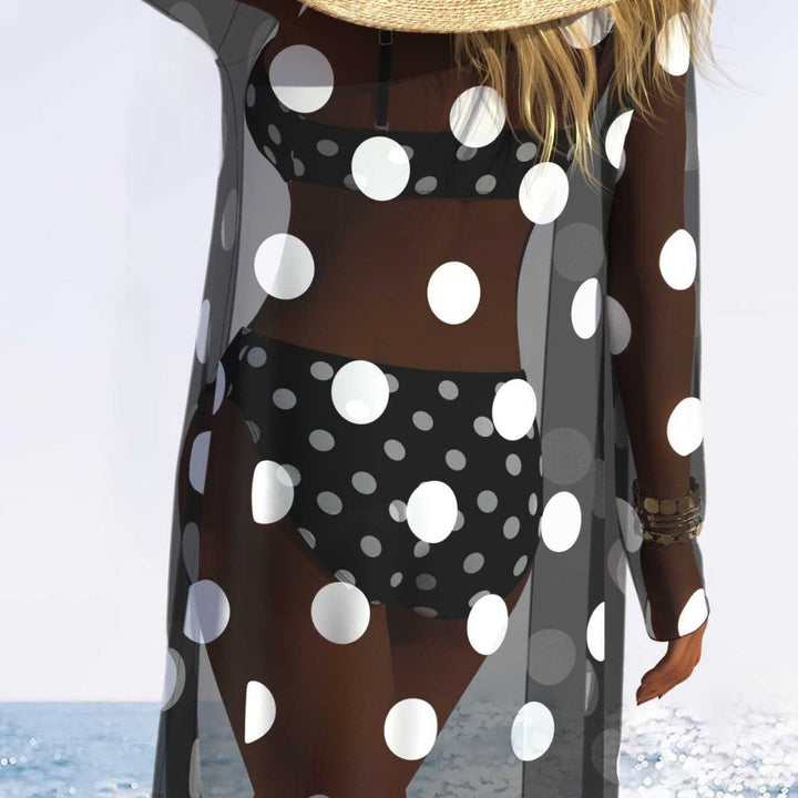 Dame bikini-set med vadderad bustier-overdel och elegant chiffon-cover-up Mirla-Eva Jonsson