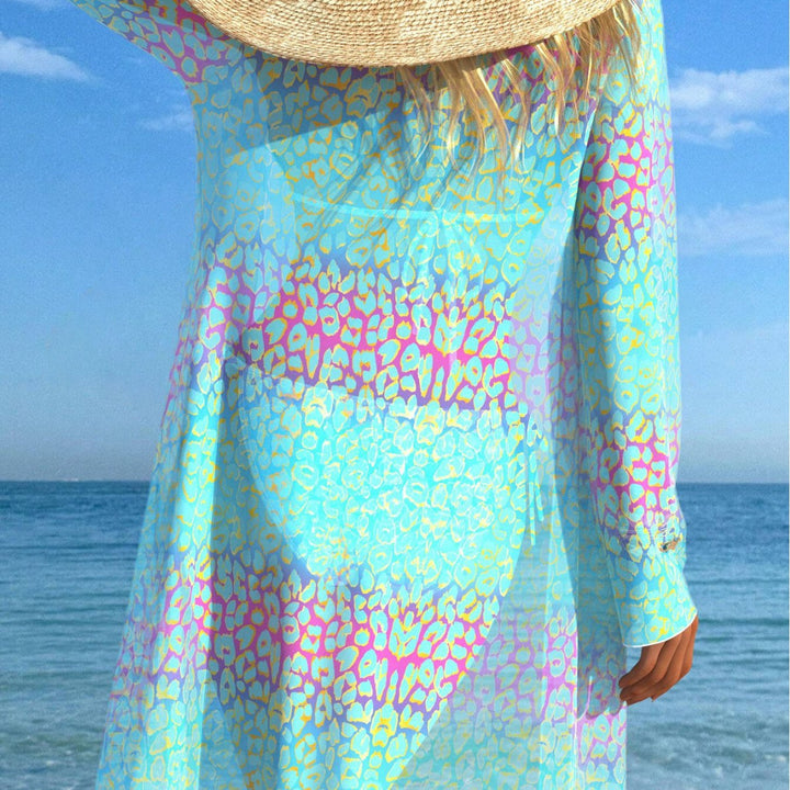 Dame bikini-set med vadderad bustier-overdel och elegant chiffon-cover-up Mirla-Eva Jonsson