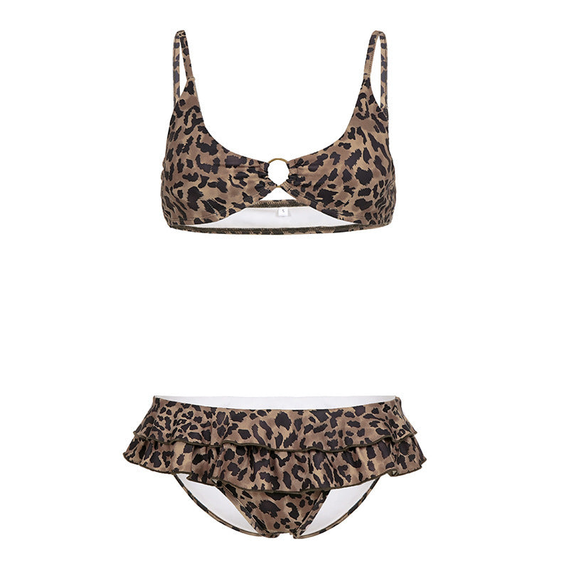 Dame bikini-set med volangdetaljer og leopardmønster Mirla-Eva Jonsson