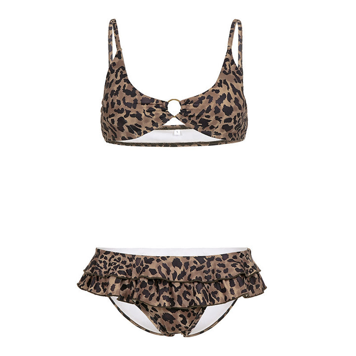 Dame bikini-set med volangdetaljer og leopardmønster Mirla-Eva Jonsson