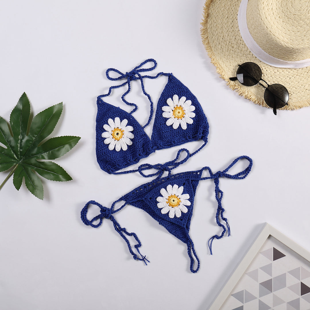 Dame bikinitset med blommig virkmönster Mirla-Eva Jonsson