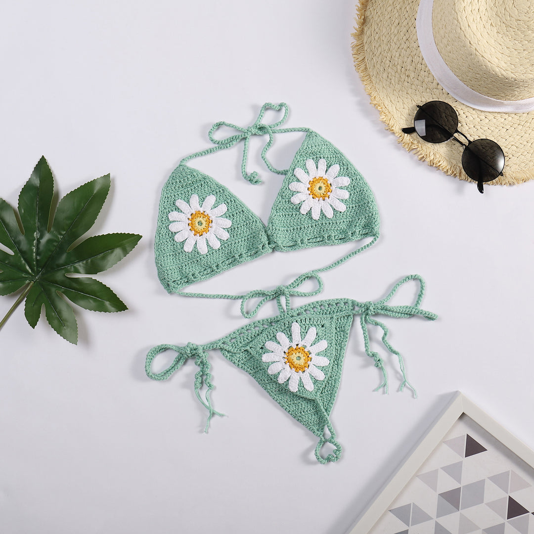 Dame bikinitset med blommig virkmönster Mirla-Eva Jonsson