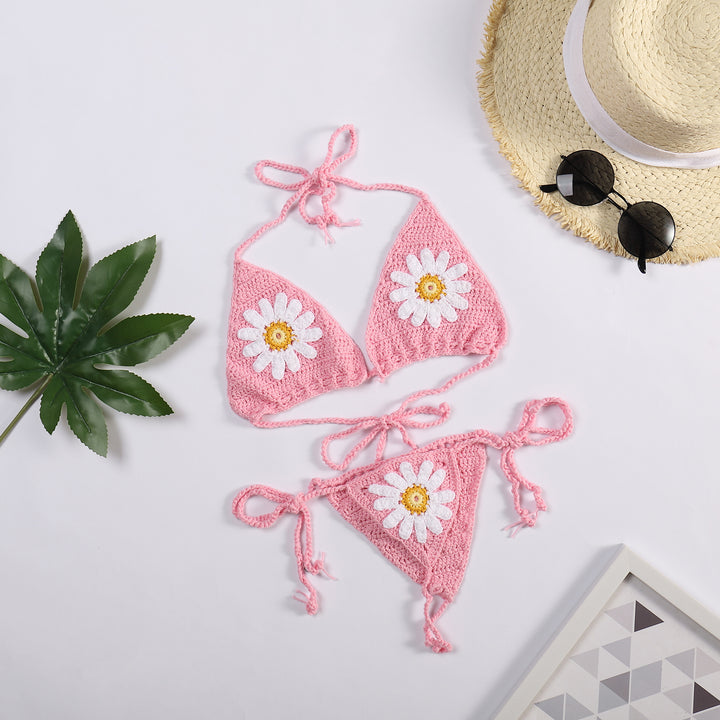 Dame bikinitset med blommig virkmönster Mirla-Eva Jonsson