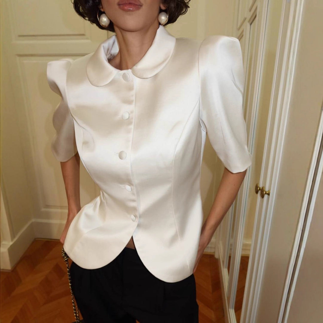 Dame blazer med puffärmar och klassisk krage Mirla-Eva Jonsson
