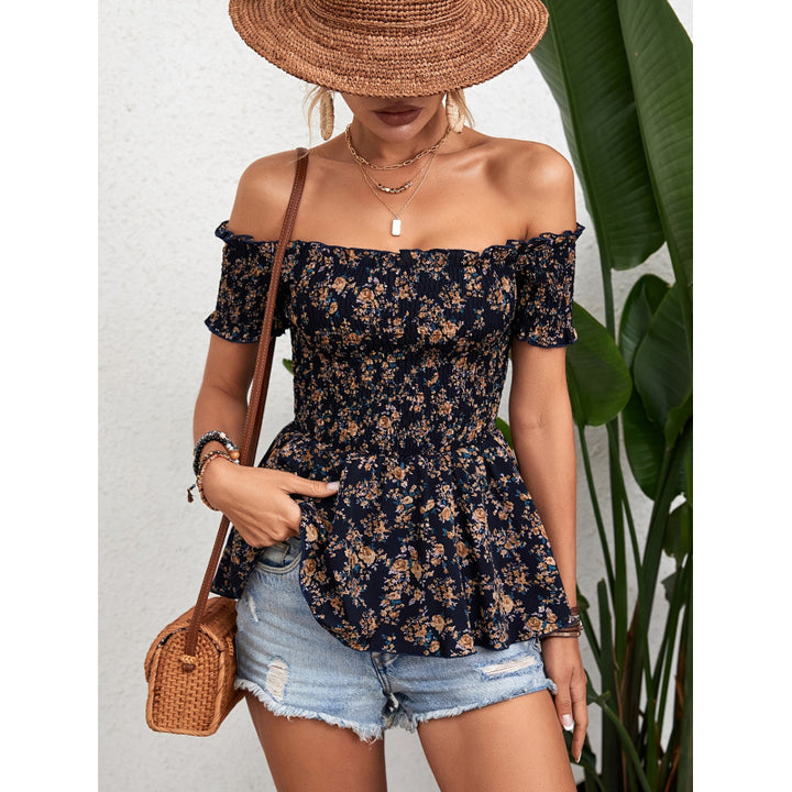 Dame blommigt tröja med peplum-design Mirla-Eva Jonsson
