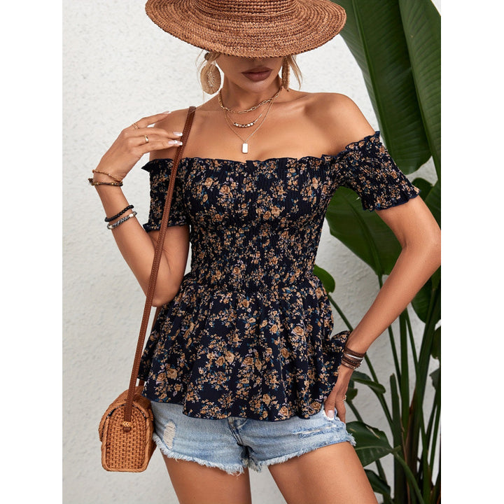 Dame blommigt tröja med peplum-design Mirla-Eva Jonsson