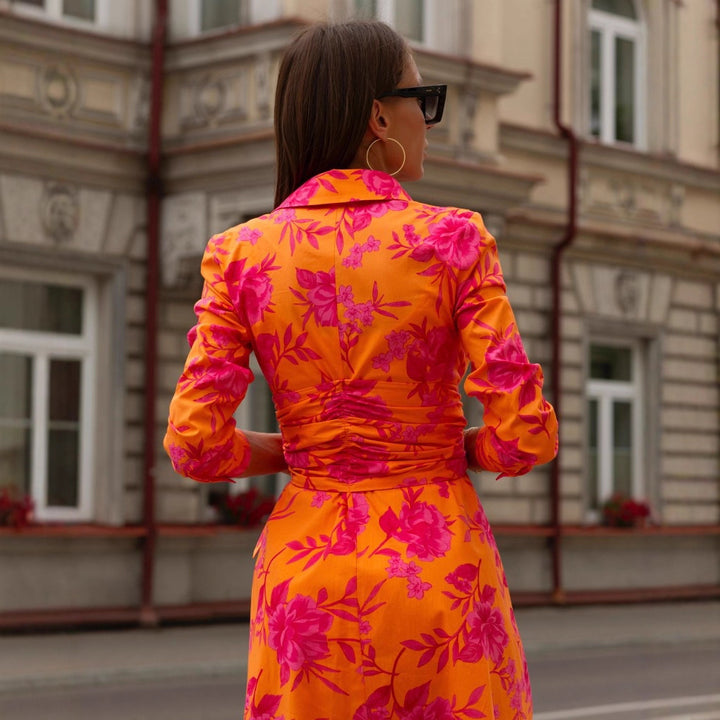 Dame blommklänning med avslappnad knytbälte Mirla-Eva Jonsson