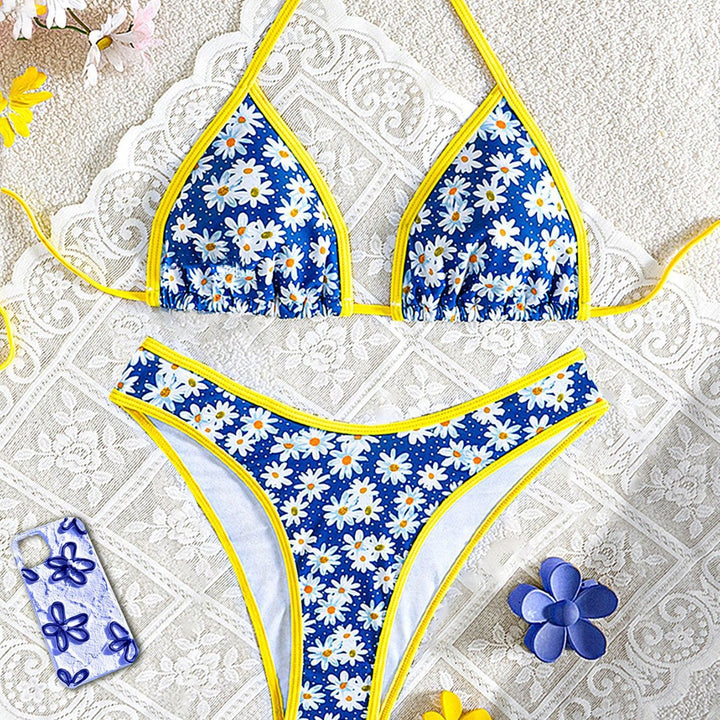 Dame blommönstrad bikini-set med justerbara band och hög skärning Mirla-Eva Jonsson