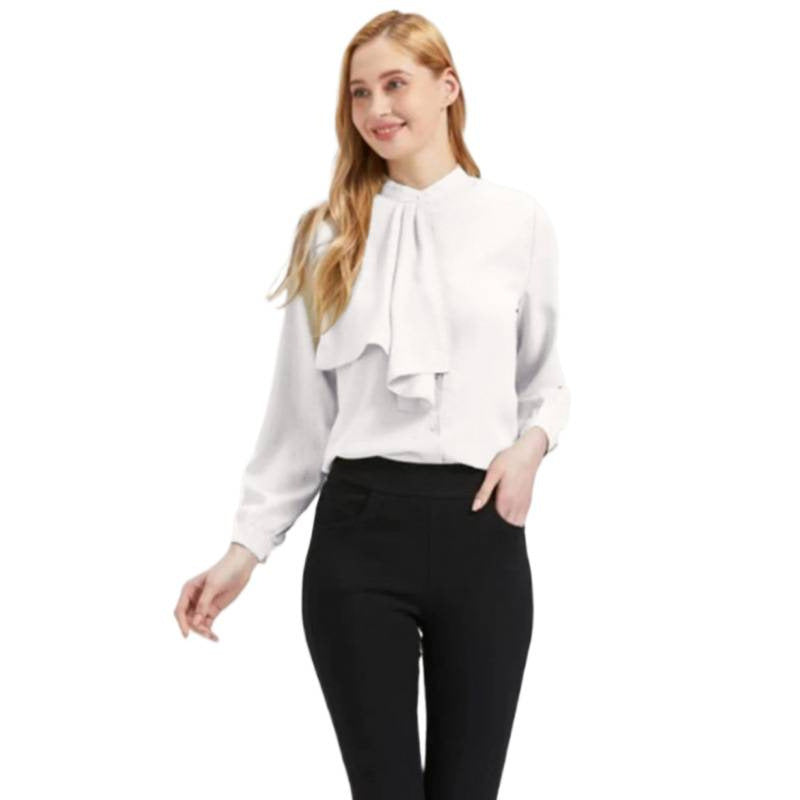 Dame blouse med eleganta volangdetaljer och krage Mirla-Eva Jonsson
