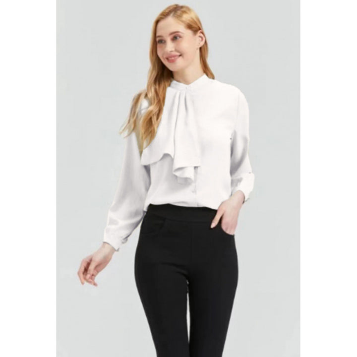 Dame blouse med eleganta volangdetaljer och krage Mirla-Eva Jonsson