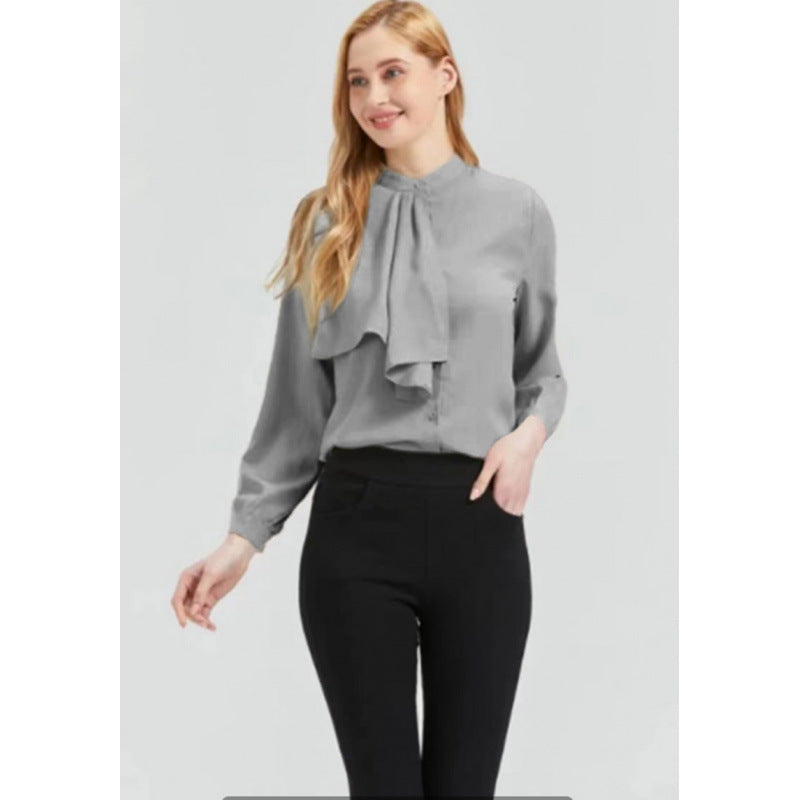 Dame blouse med eleganta volangdetaljer och krage Mirla-Eva Jonsson