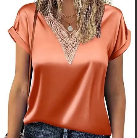 Dame blus med elegant spetskant Mirla-Eva Jonsson