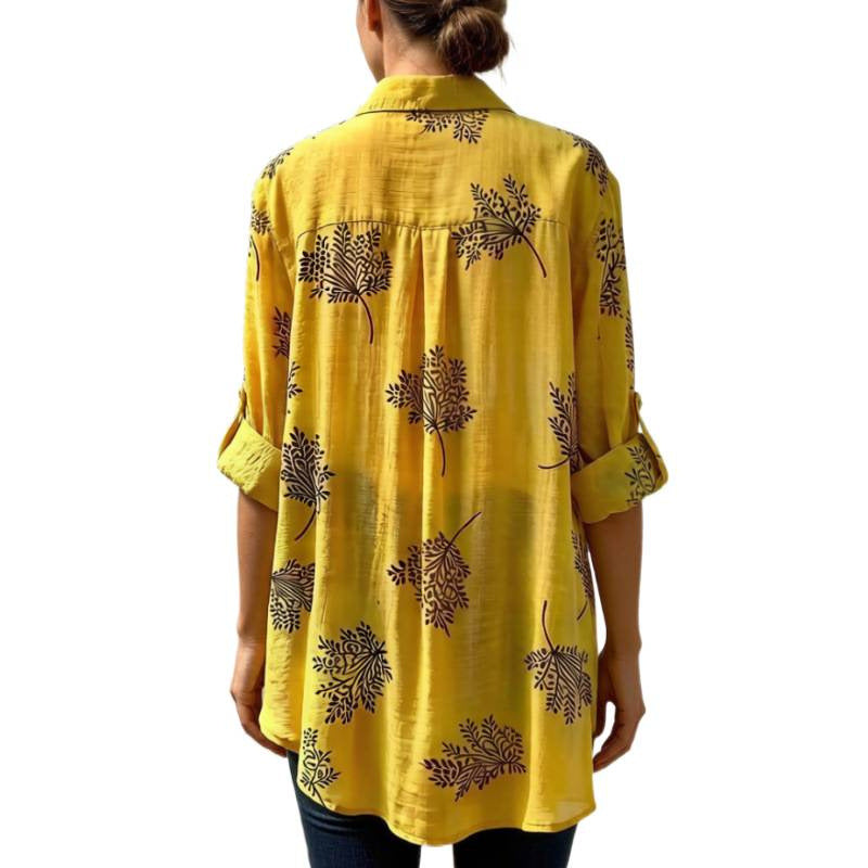 Dame blusenshirt med blommigt motiv och avslappnad skärning Mirla-Eva Jonsson