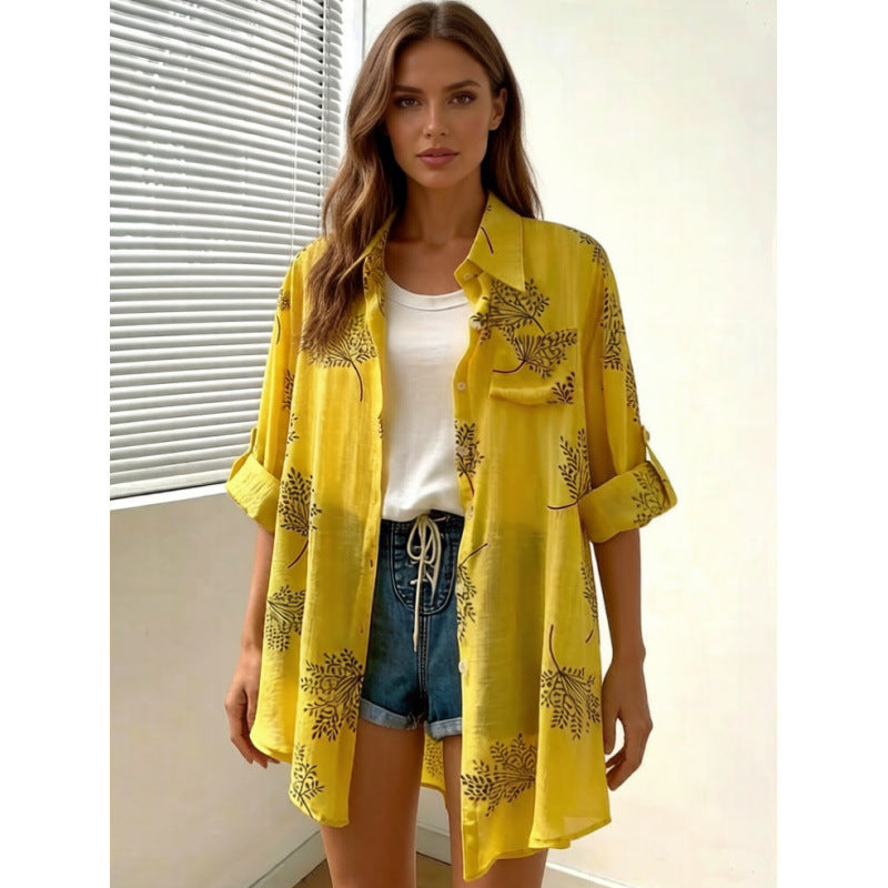 Dame blusenshirt med blommigt motiv och avslappnad skärning Mirla-Eva Jonsson