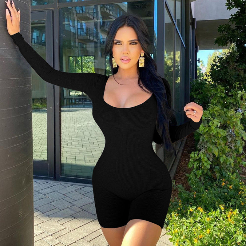 Dame bodysuit med långa ärmar och fyrkantig urringning Mirla-Eva Jonsson
