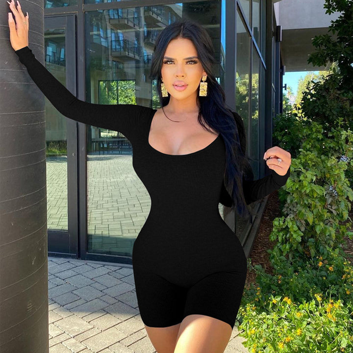 Dame bodysuit med långa ärmar och fyrkantig urringning Mirla-Eva Jonsson