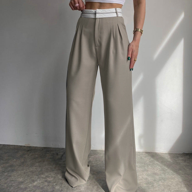 Dame bred hög midja byxor med eleganta veck Mirla-Eva Jonsson